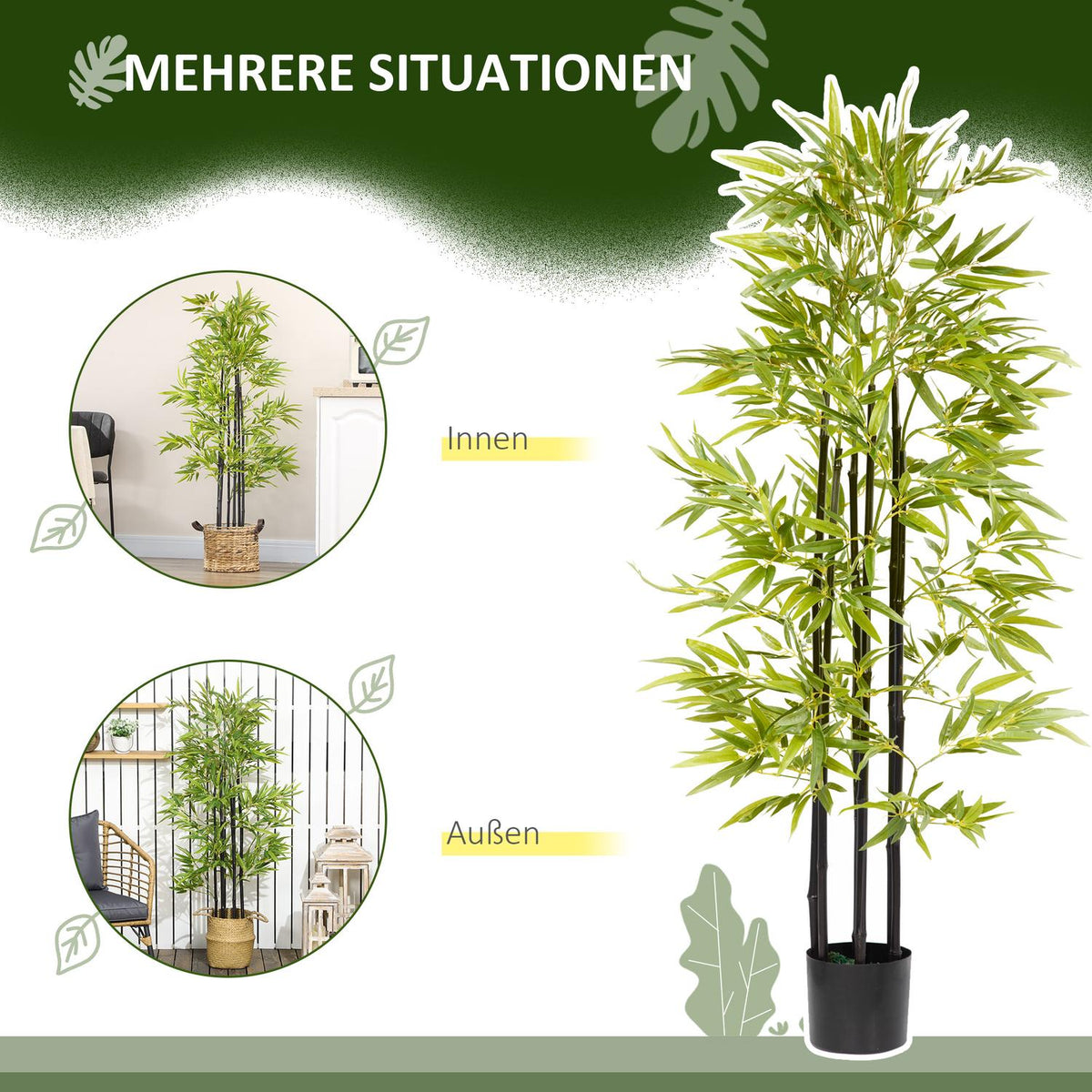 Planter, 150Cm, For Living Room, Green+Black