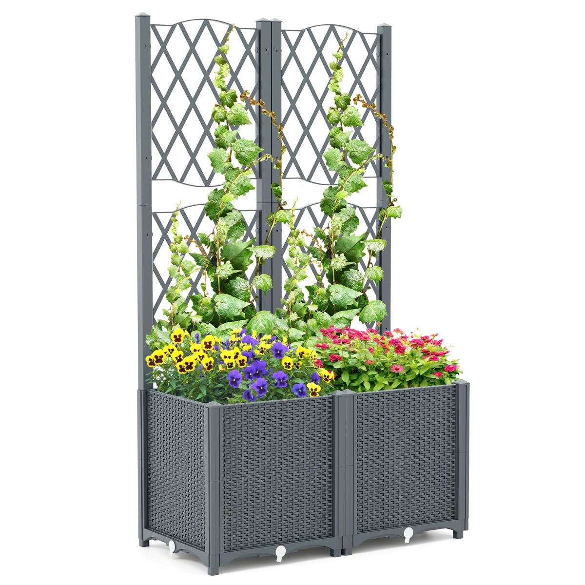 Planter Box with Trellis, Self-Watering, 80x40x140 cm, Gray