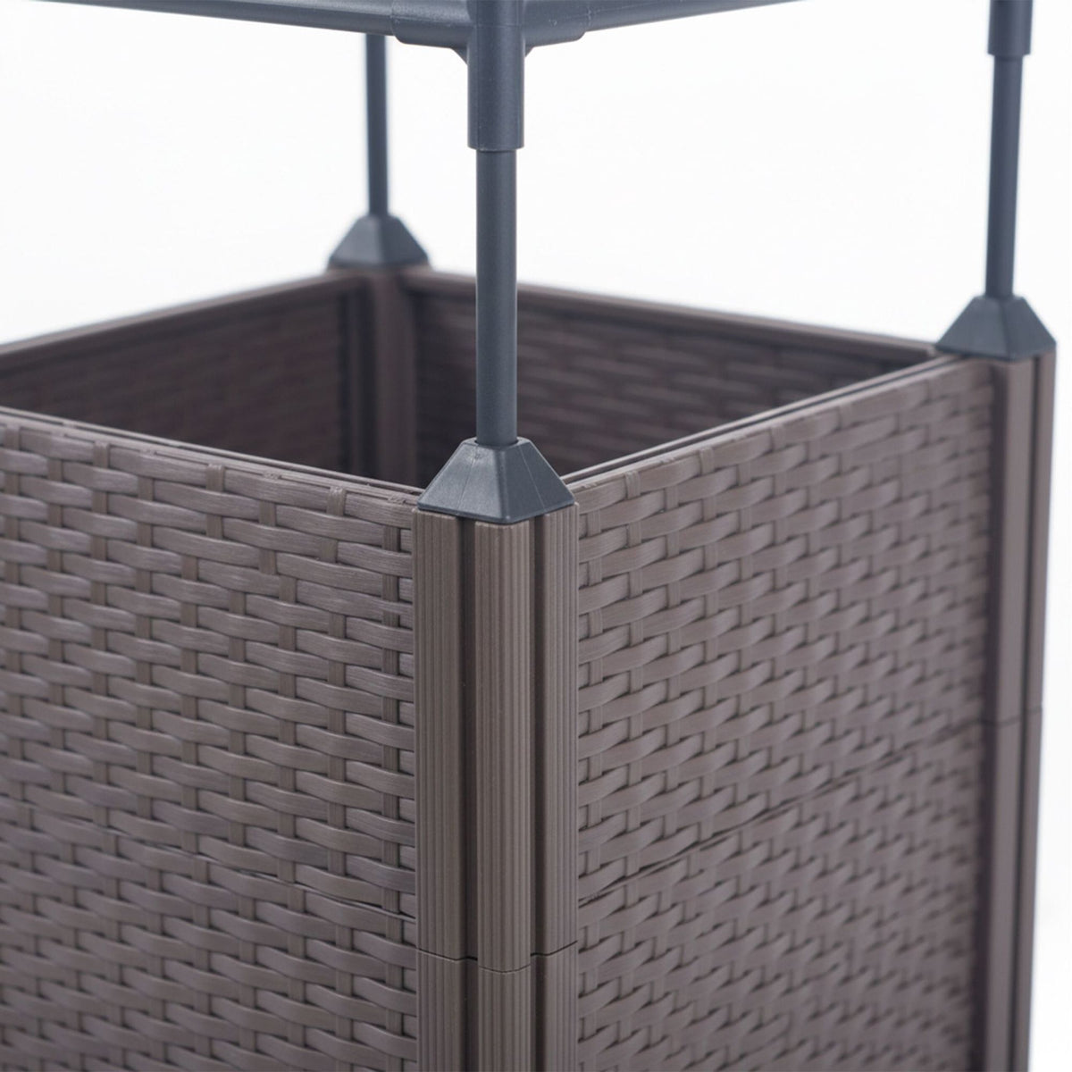 Planter Box with Trellis and Wheels – Rattan Style