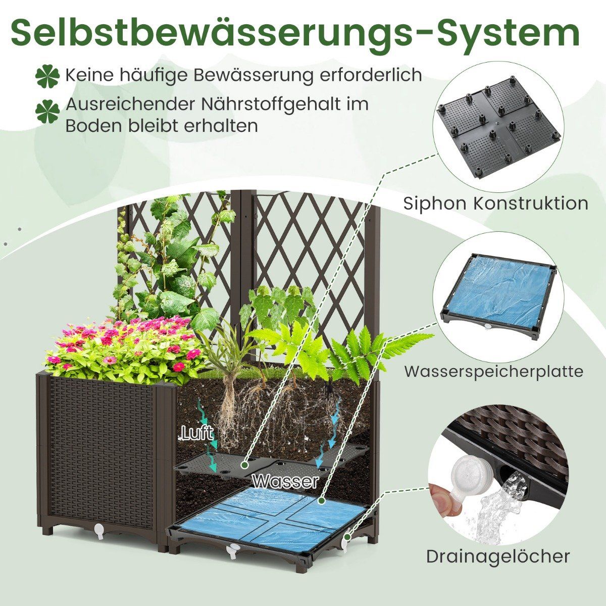 Planter Box with Trellis for Climbing Plants, 80x40x140 cm