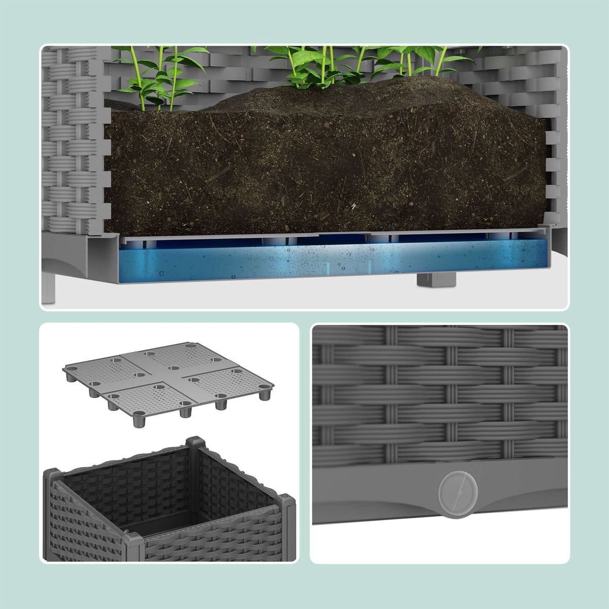 Planter box in rattan look