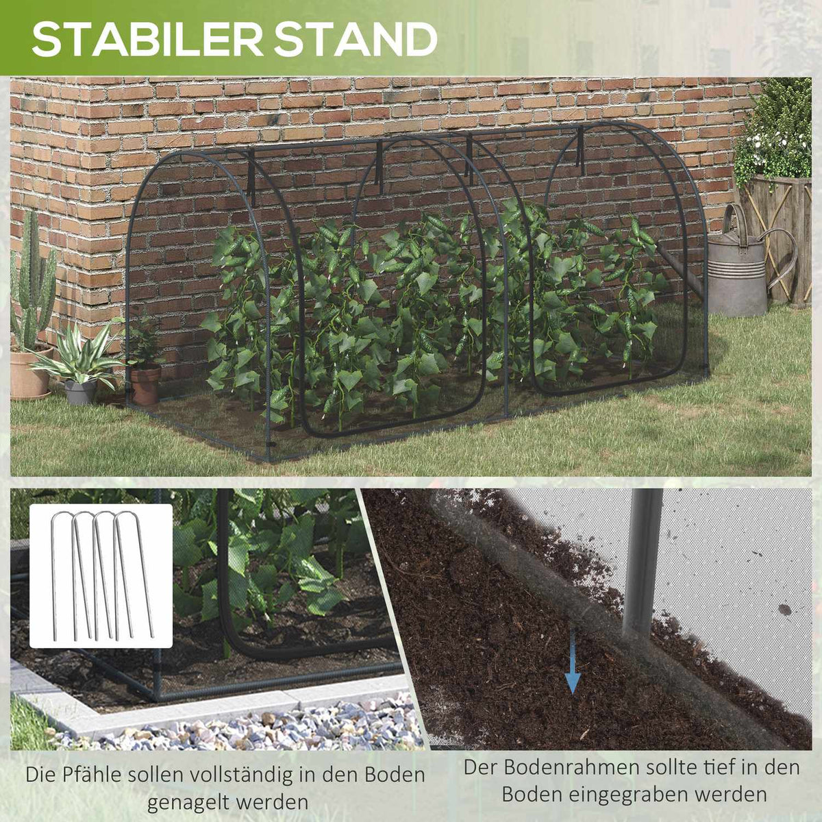 Plant protection net 2.5 x 1.2 m, vegetable protection net with door, steel frame, windproof vegetable net, garden fine mesh, insect protection net with carrying bag, garden net for plants, vegetables, fruits, flowers