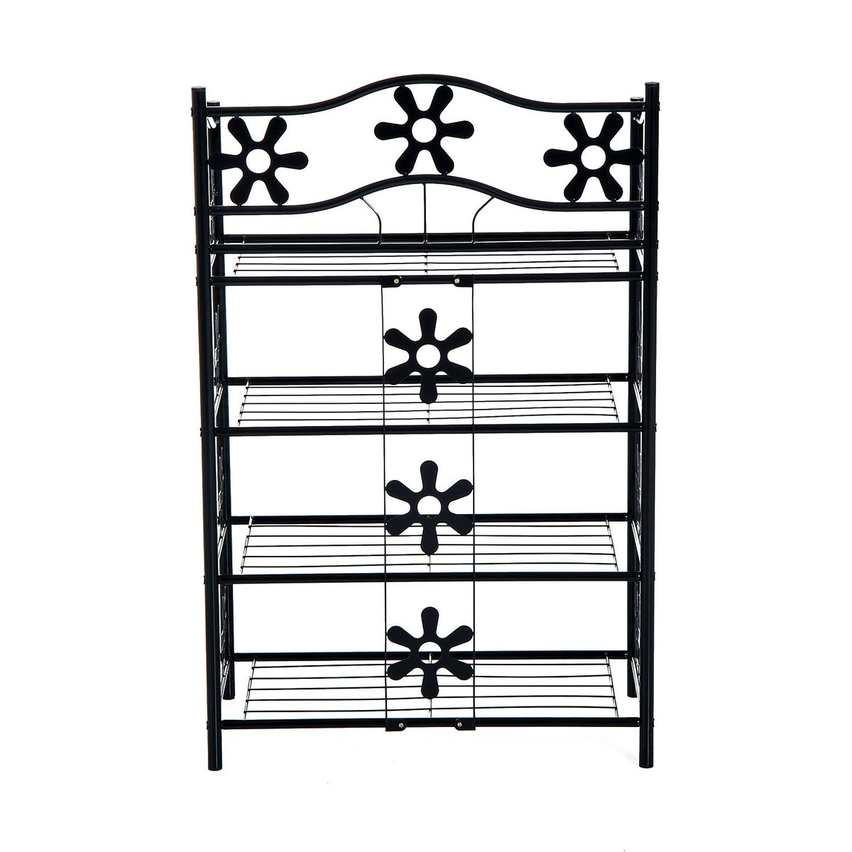 Plant shelf, flower shelf, plant stairs, 4 levels, metal, black, 59.5x30x92cm