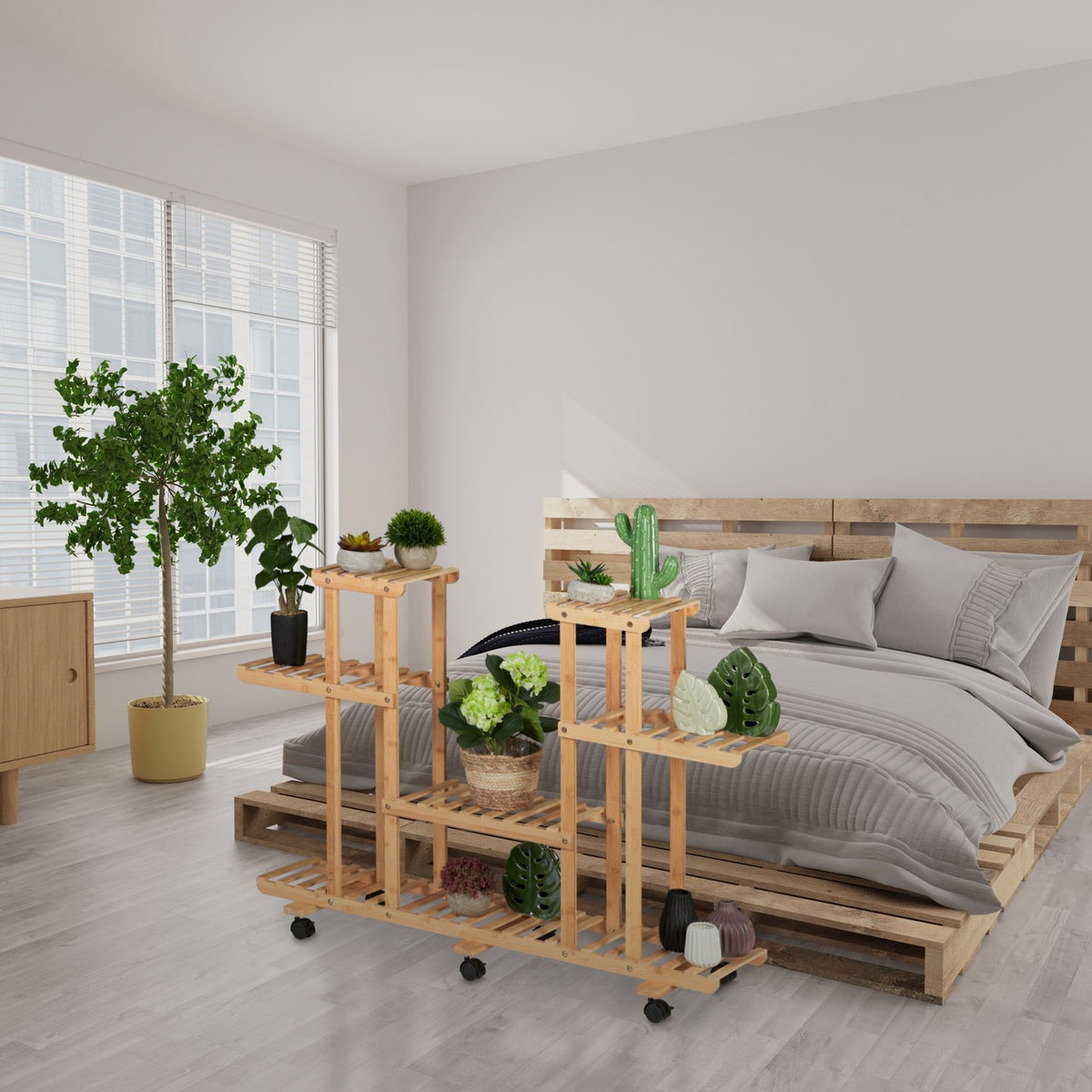 Plant shelf in bamboo 6 shelves