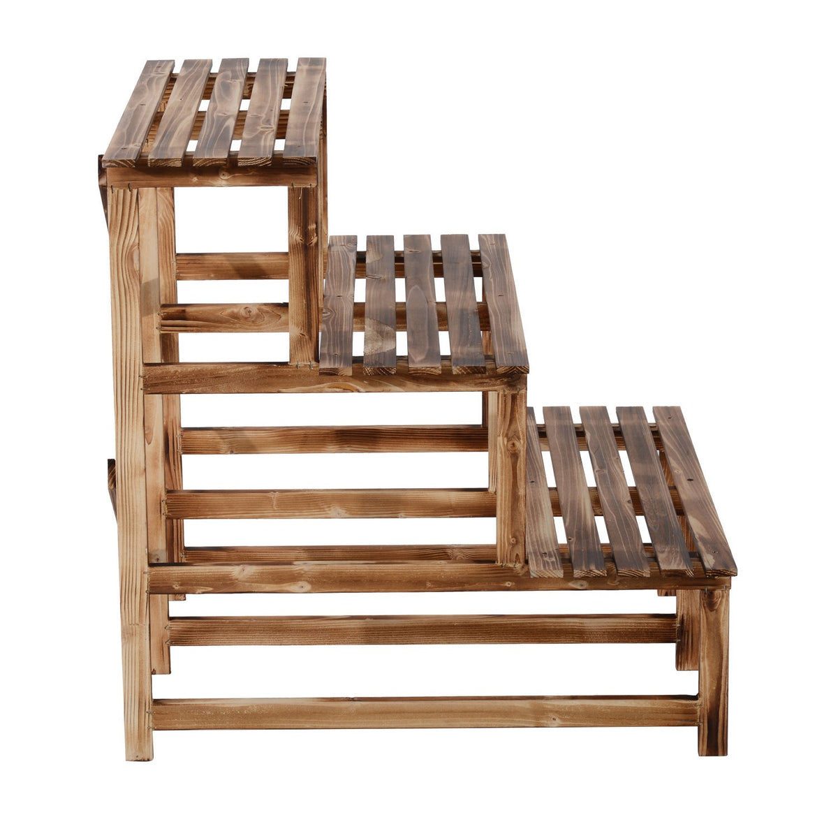 Plant stairs flower shelf 3 steps made of fir wood 80 x 80 x 78cm for garden balcony & terrace