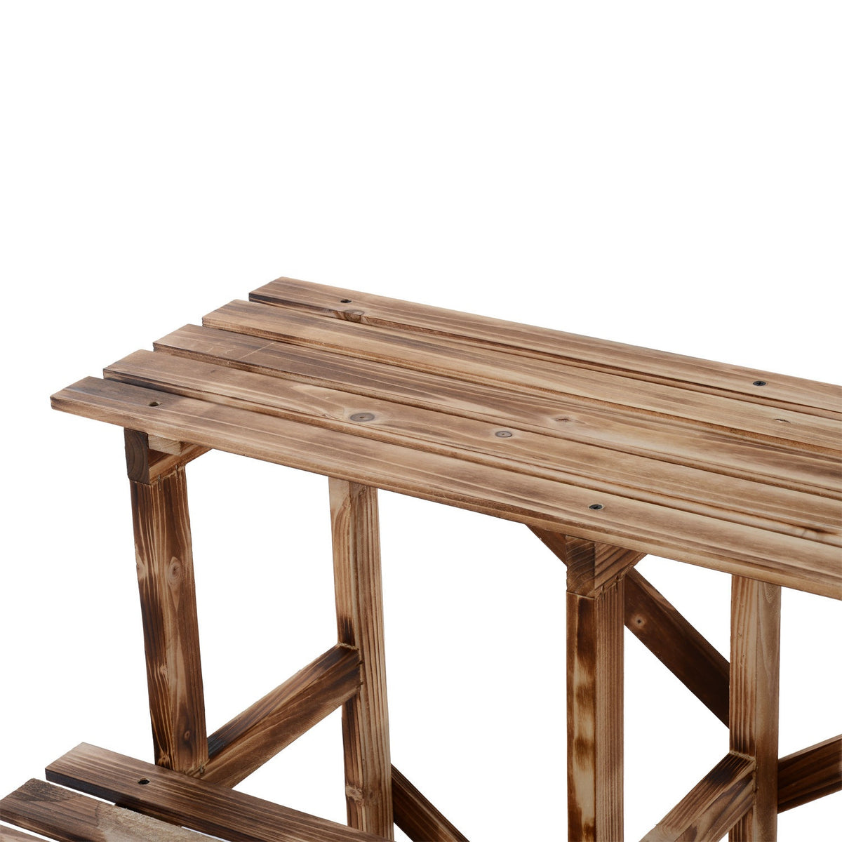 Plant stairs flower shelf 3 steps made of fir wood 80 x 80 x 78cm for garden balcony & terrace