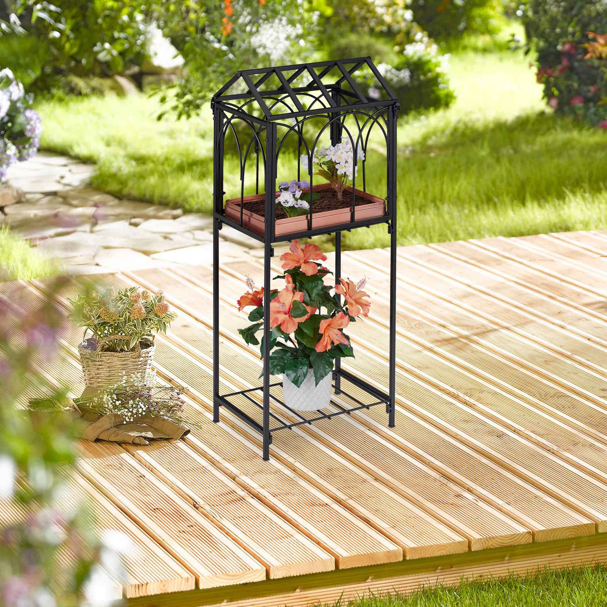 Plant stand in metal with roof