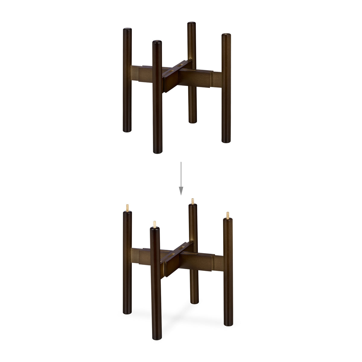 Plant stand set of 2 dark brown