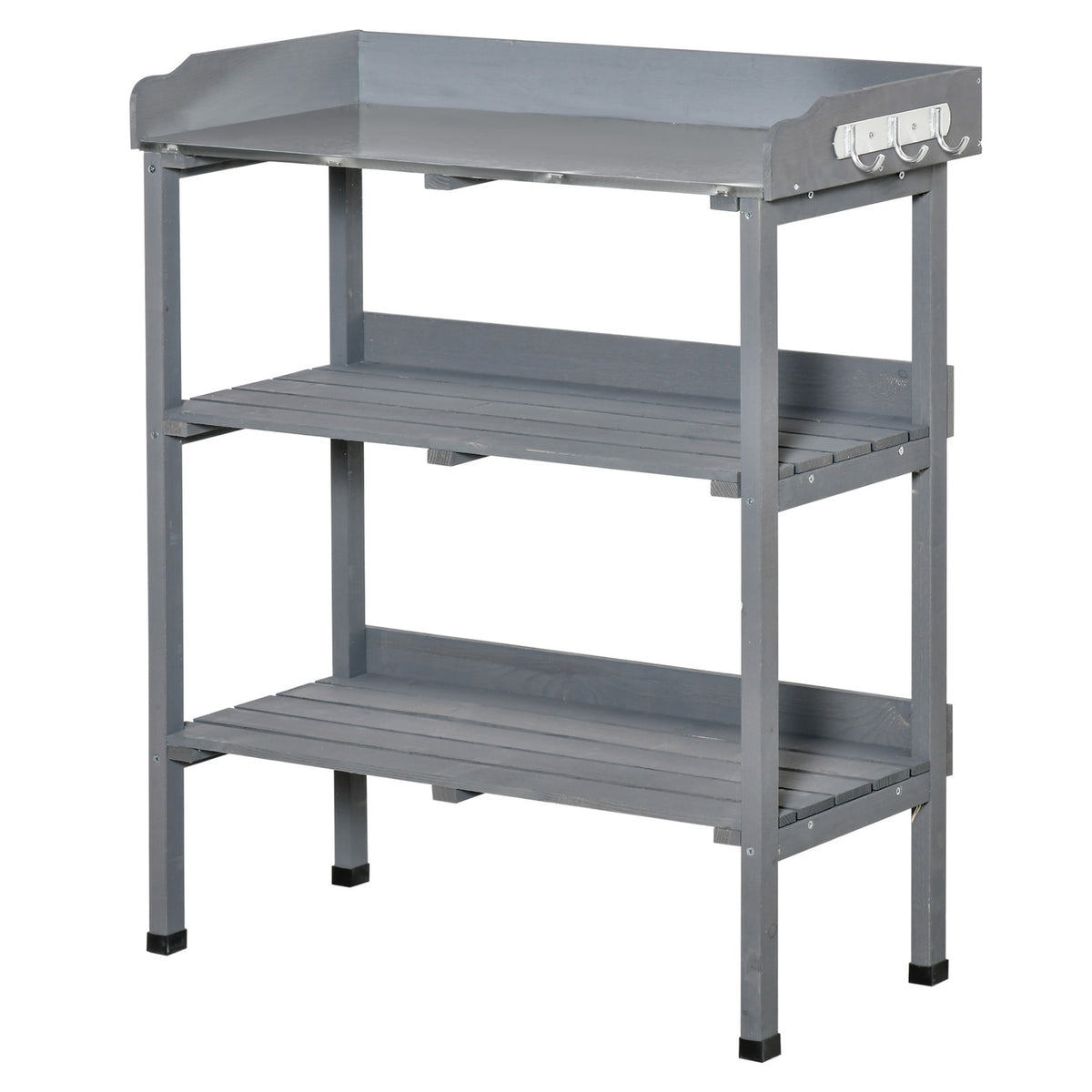 Plant table gardener table flower table with metal work surface and wood 76x37x89cm ideal for garden & balcony