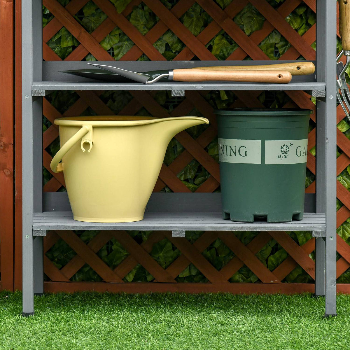 Plant table gardener table flower table with metal work surface and wood 76x37x89cm ideal for garden & balcony