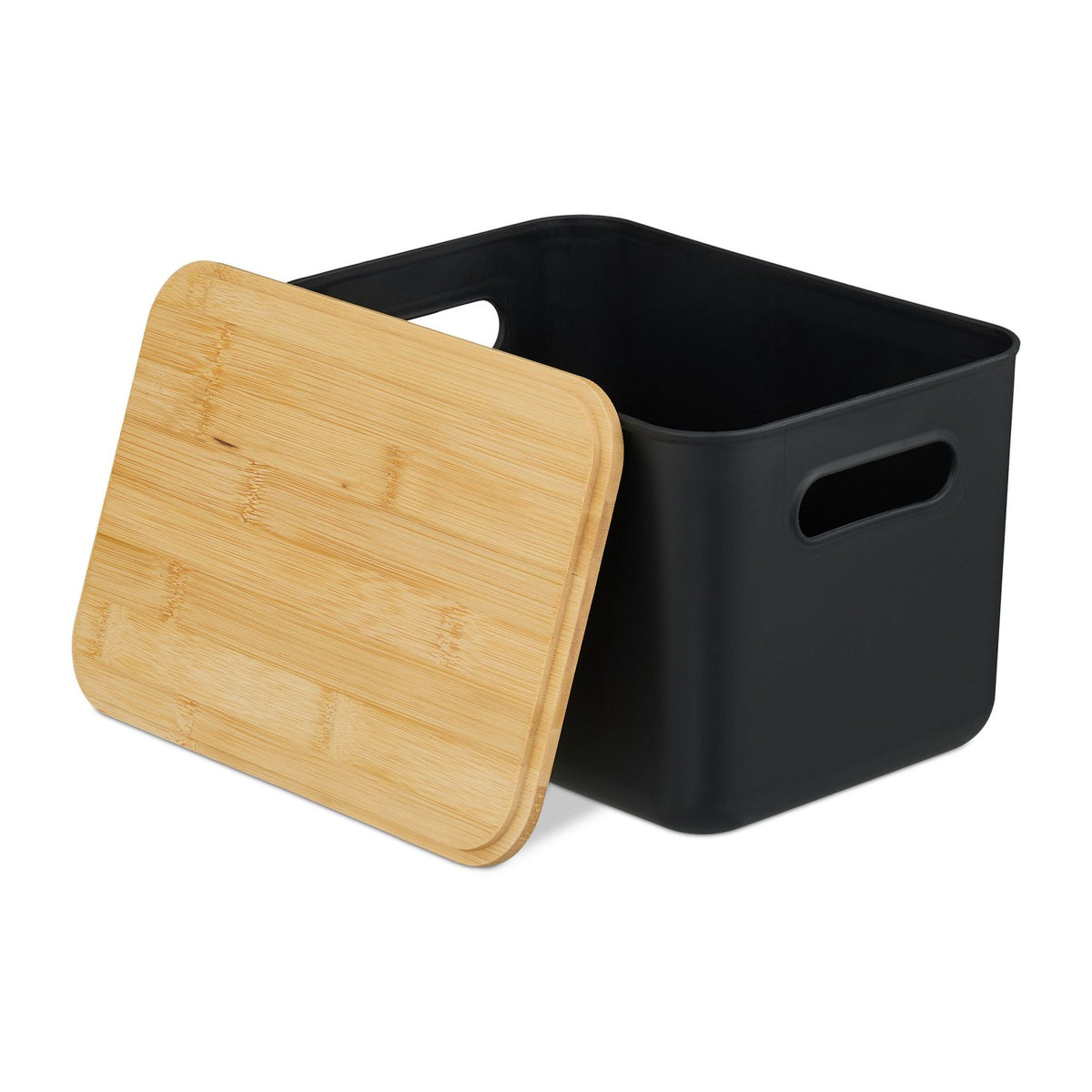 Plastic Storage Boxes with Bamboo Lids, Set of 2