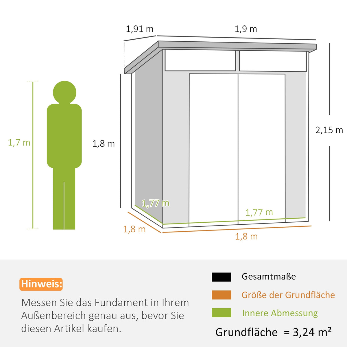 Plastic Tool Shed 3.24m³ 190x191x215cm Tool Shed with Pent Roof, Lockable Door, Weatherproof Garden Shed, Outdoor Garden Shed Cabinet for Backyard, Outdoor Area, Light Gray