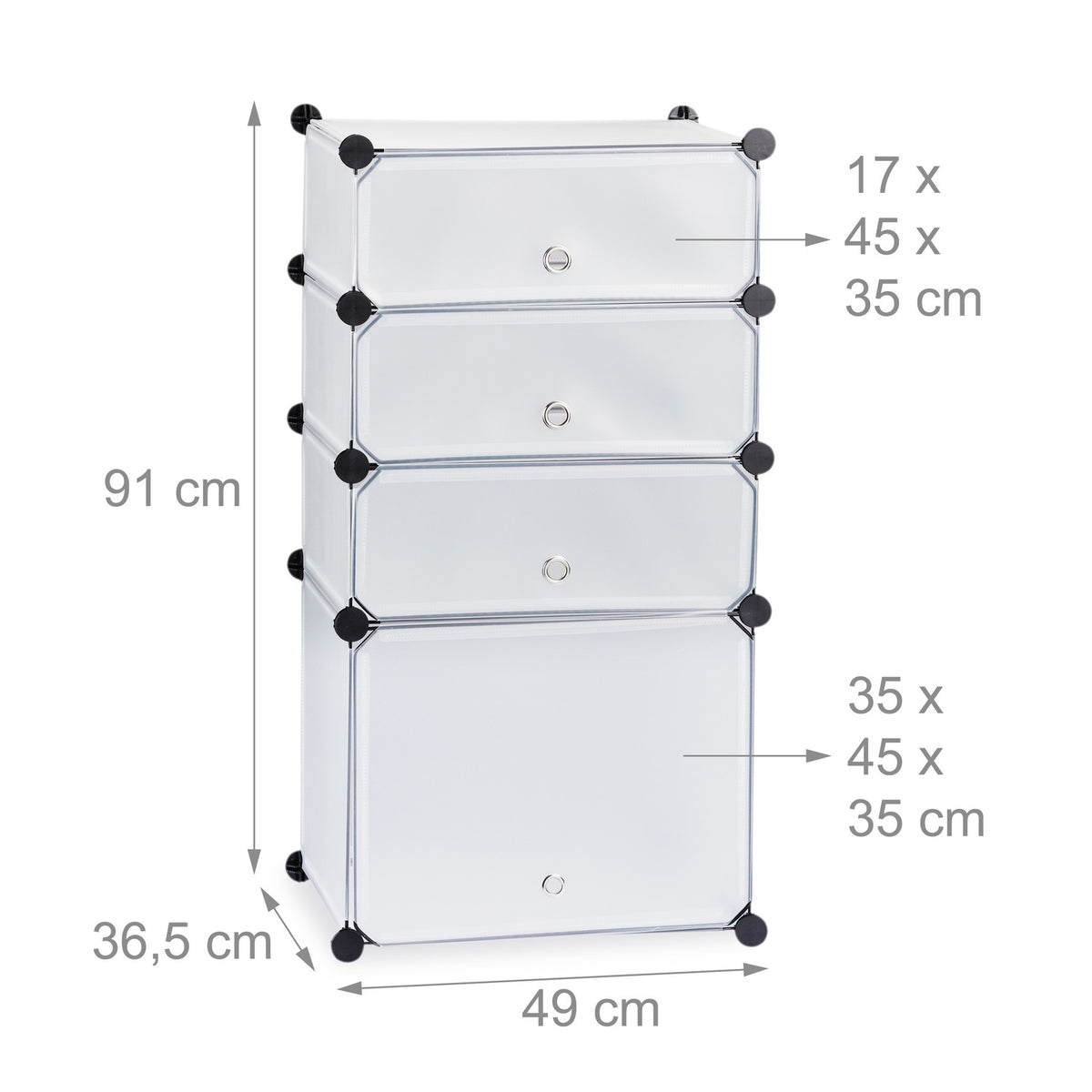 Plastic shoe shelf with 4 compartments