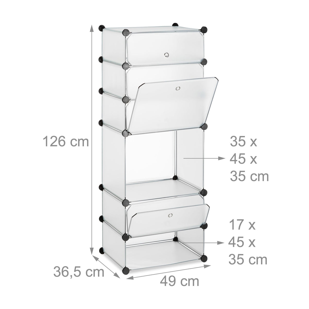 Plastic shoe shelf with 6 compartments
