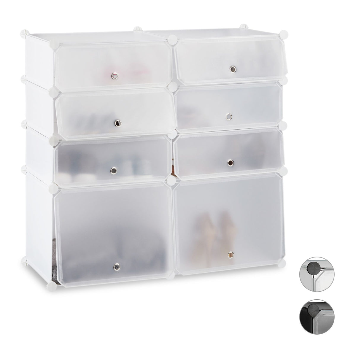 Plastic shoe shelf with 8 compartments
