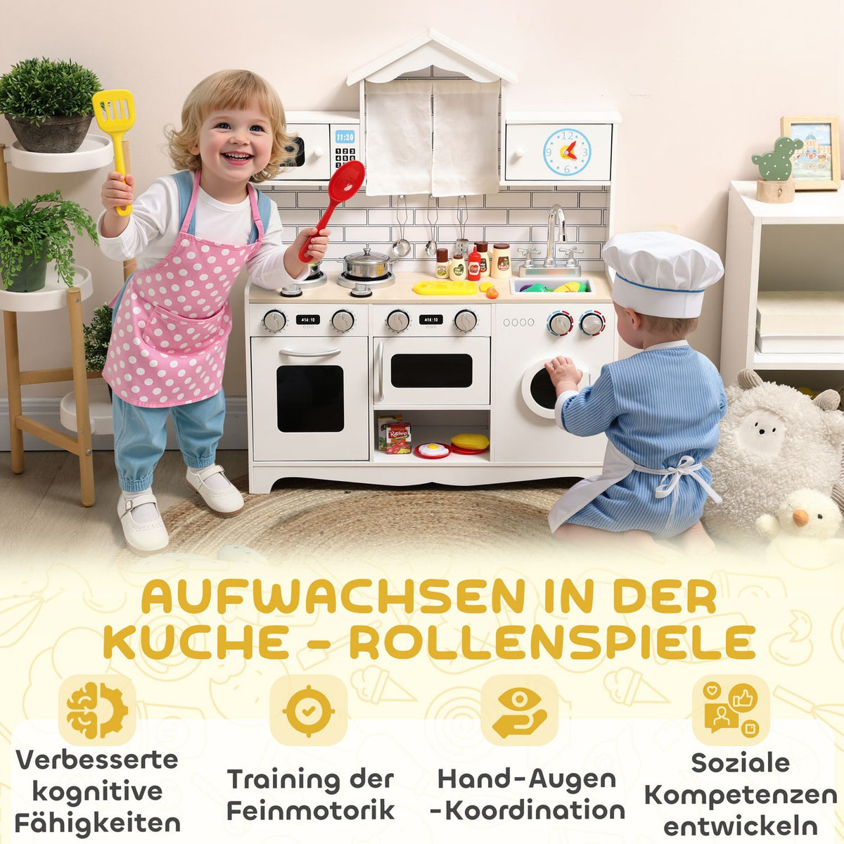 Play Kitchen with Oven, Sink, Sound, Accessories, Ages 3-6
