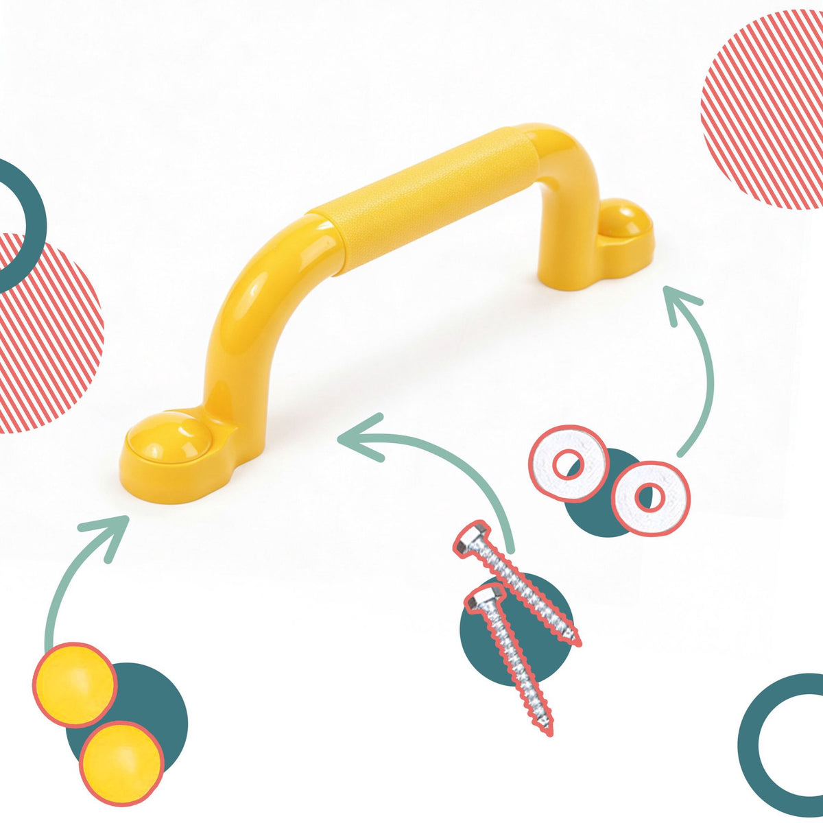 Play Tower Grab Handles, Textured Grip, Screw Set