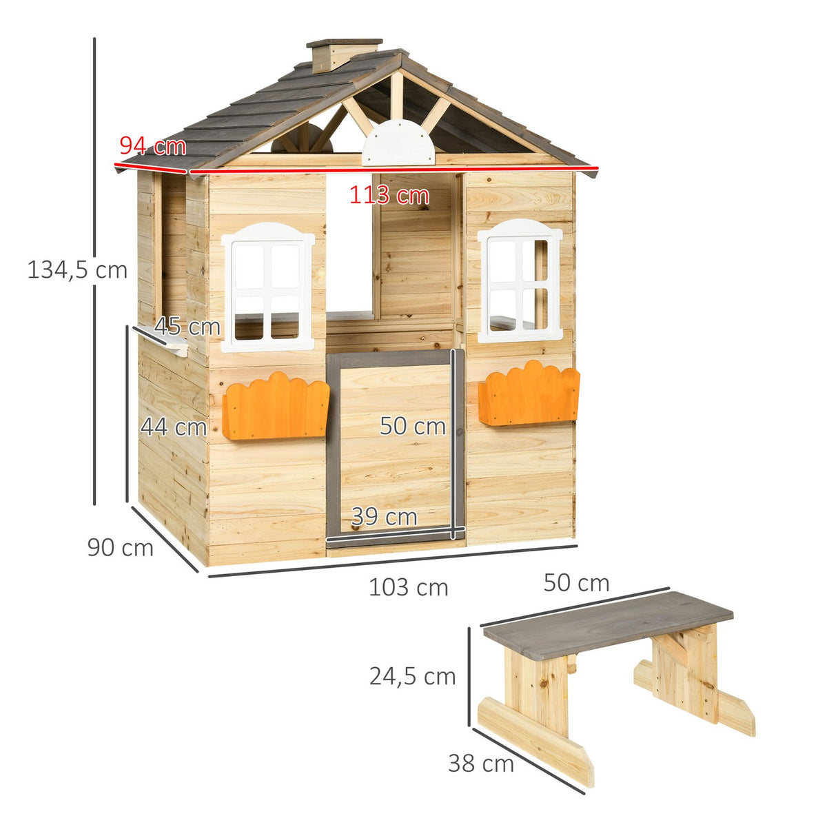 Playhouse For Children Wooden Children'S Playhouse With Window Mailbox Outdoor Garden Playhouse With Flower Pot Rack Wooden Playhouse For 3-7 Years