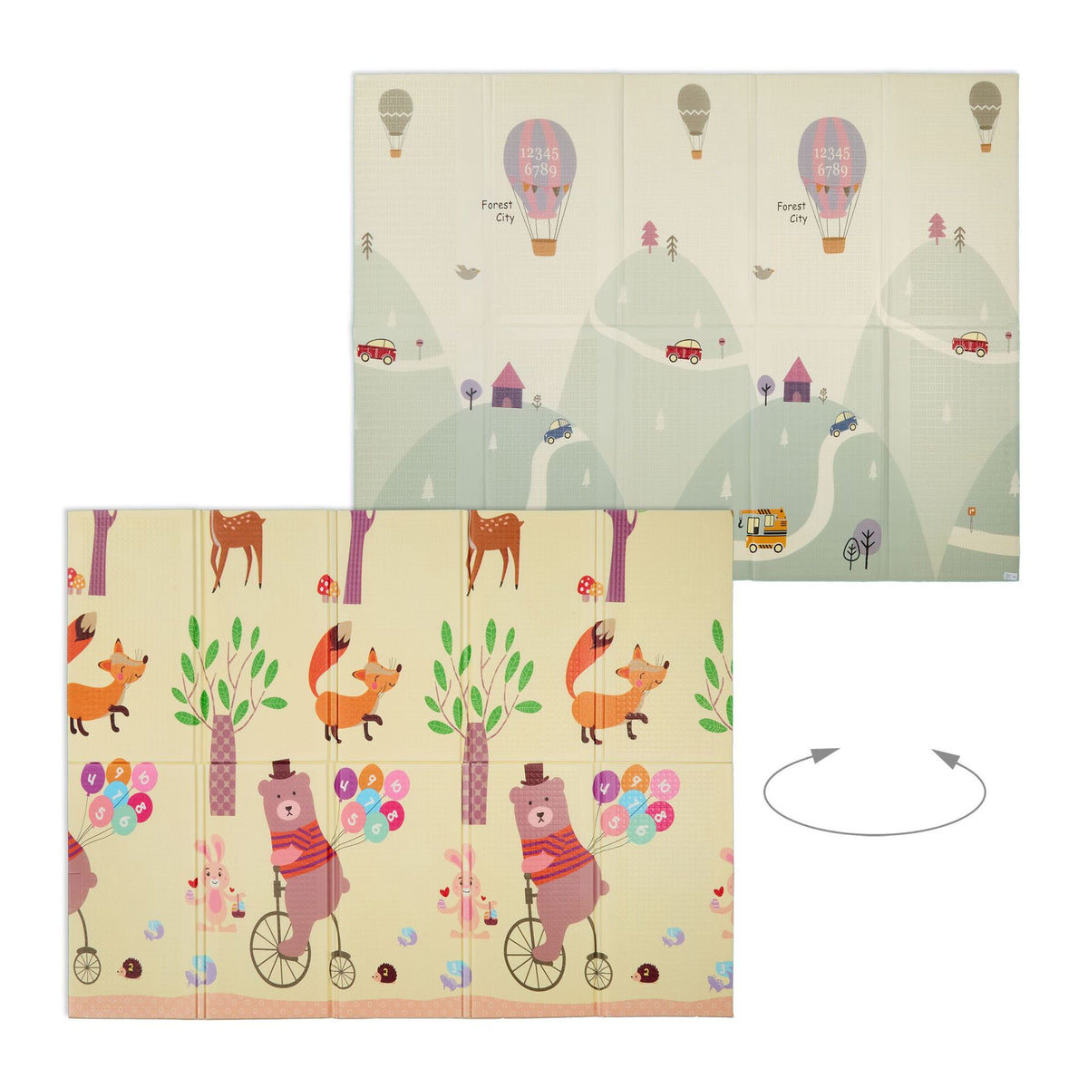 Playmat with animal and road theme, foldable
