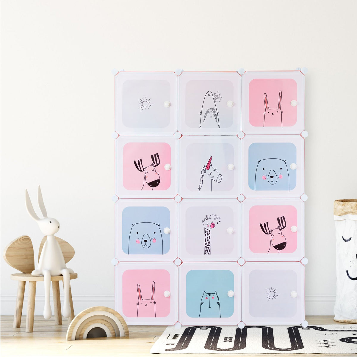 Plug-in shelf Children's room with 12 shelves