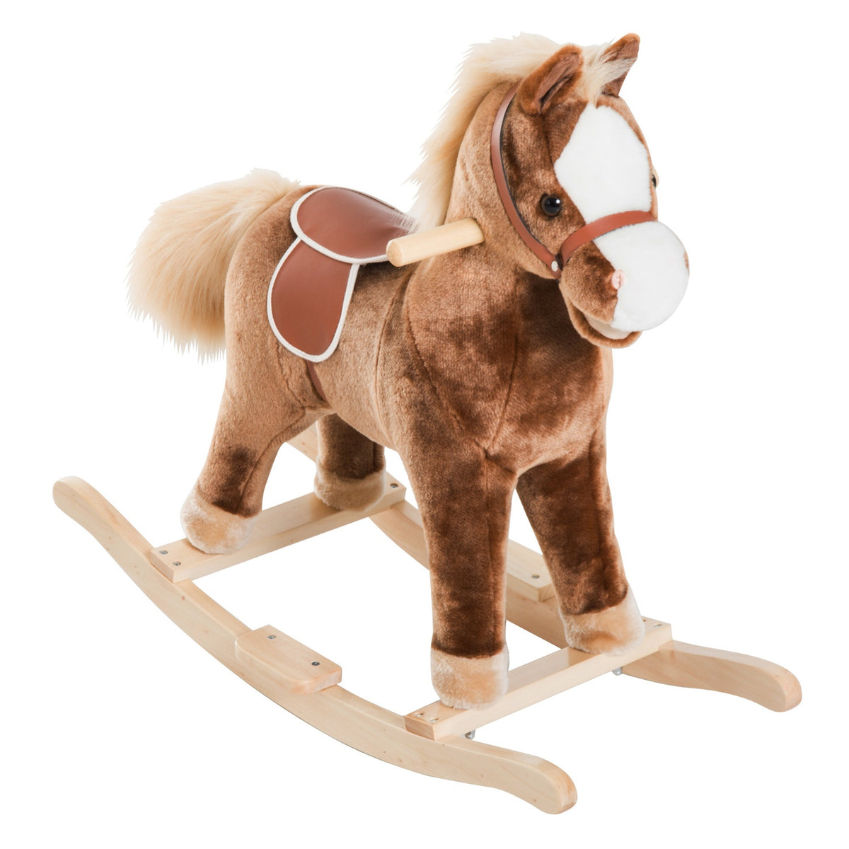 Plush Rocking Horse Brown Rocking Animal Toy Children L74Xw33Xh62Cm