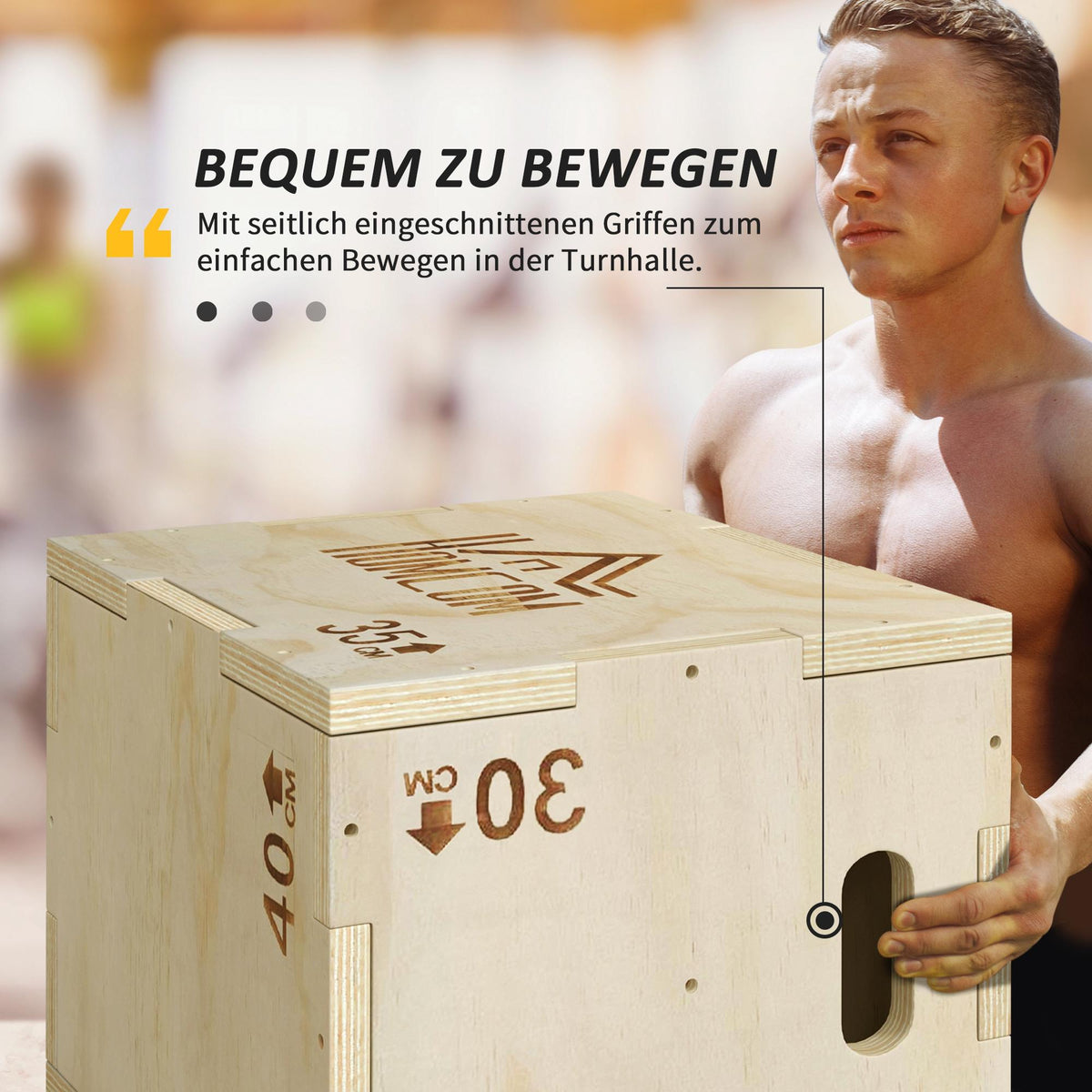 Plyo Box 3-in-1, Natural Wood, 3 Heights, 40.5x35.5x30.5 cm