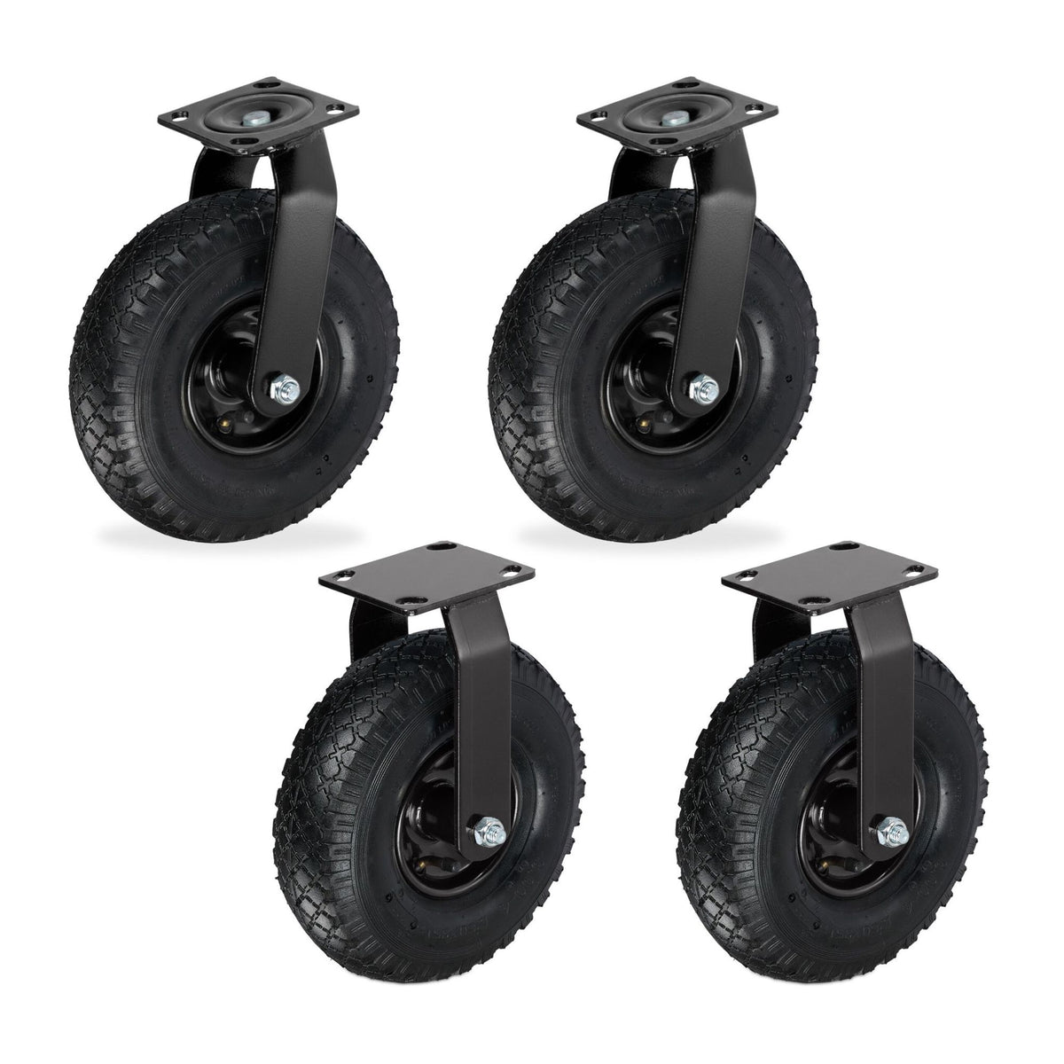 Pneumatic Heavy-Duty Castor Set for Trolleys, 3.00-4