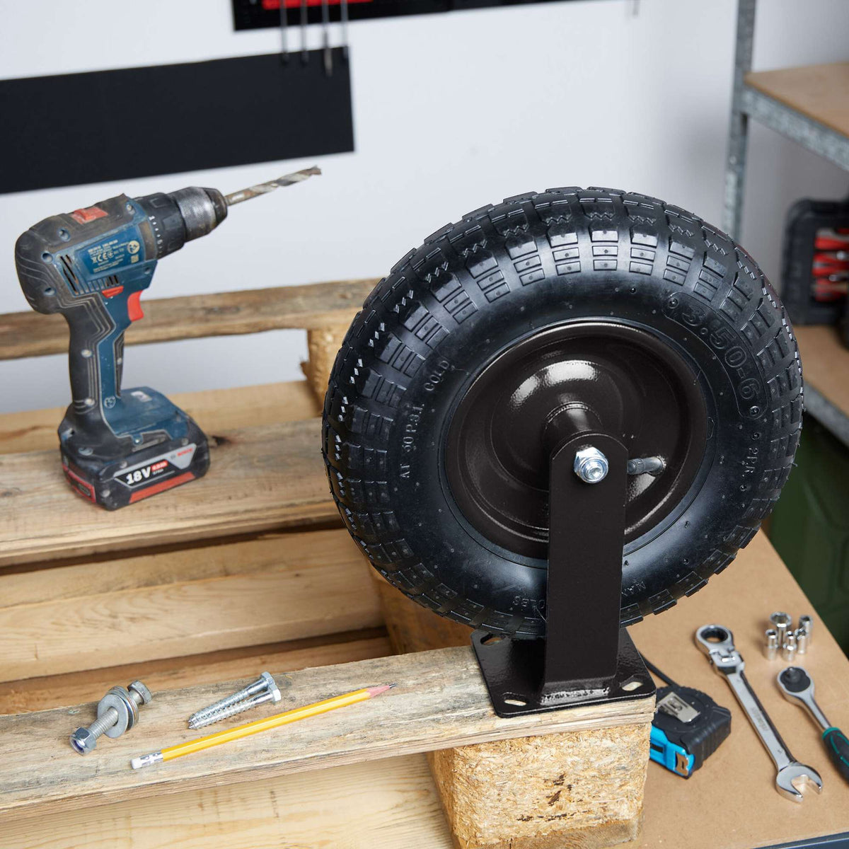 Pneumatic Load Roller with Plate – Heavy-Duty Wheel