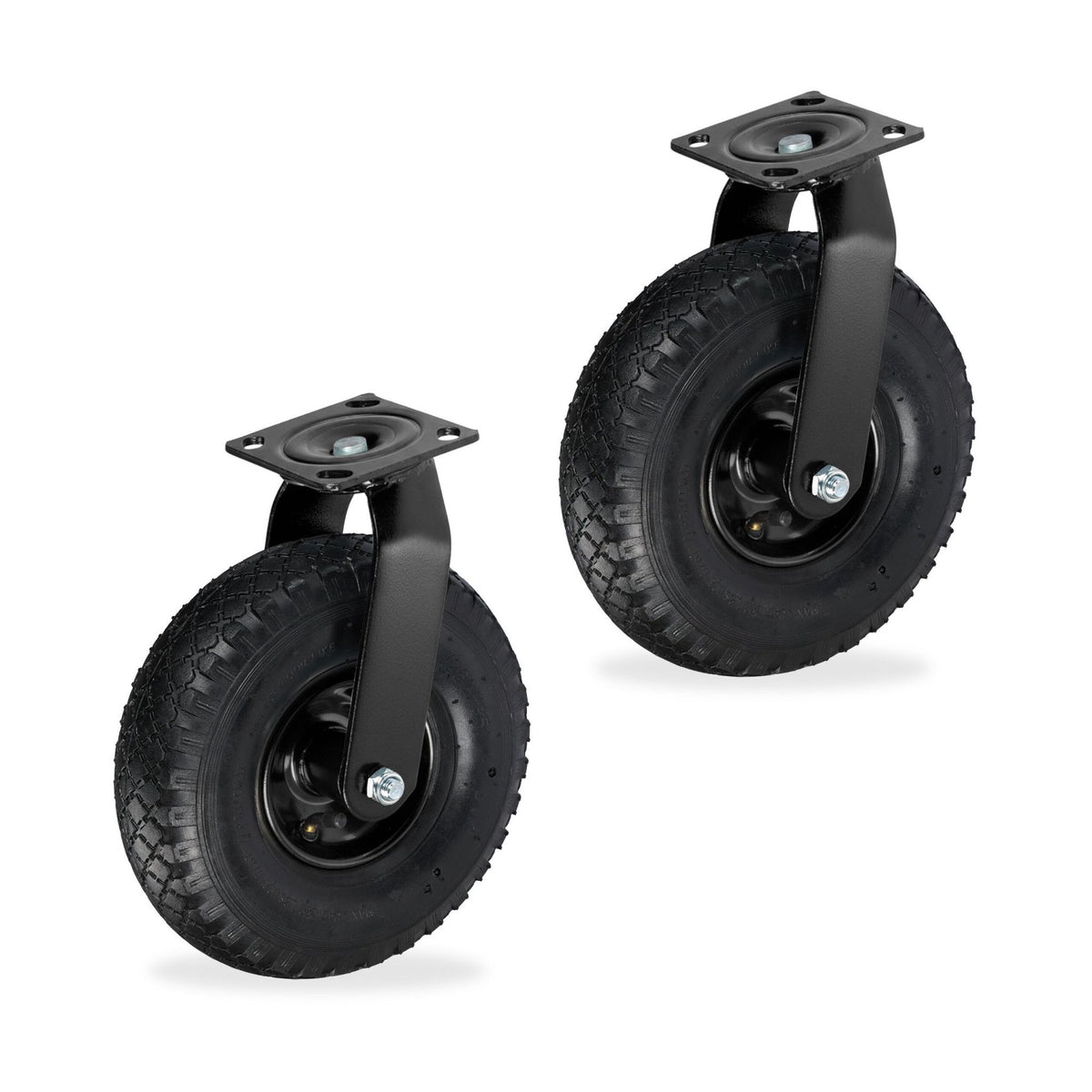 Pneumatic Swivel Castors, 3.00-4, Set of 2, High Load