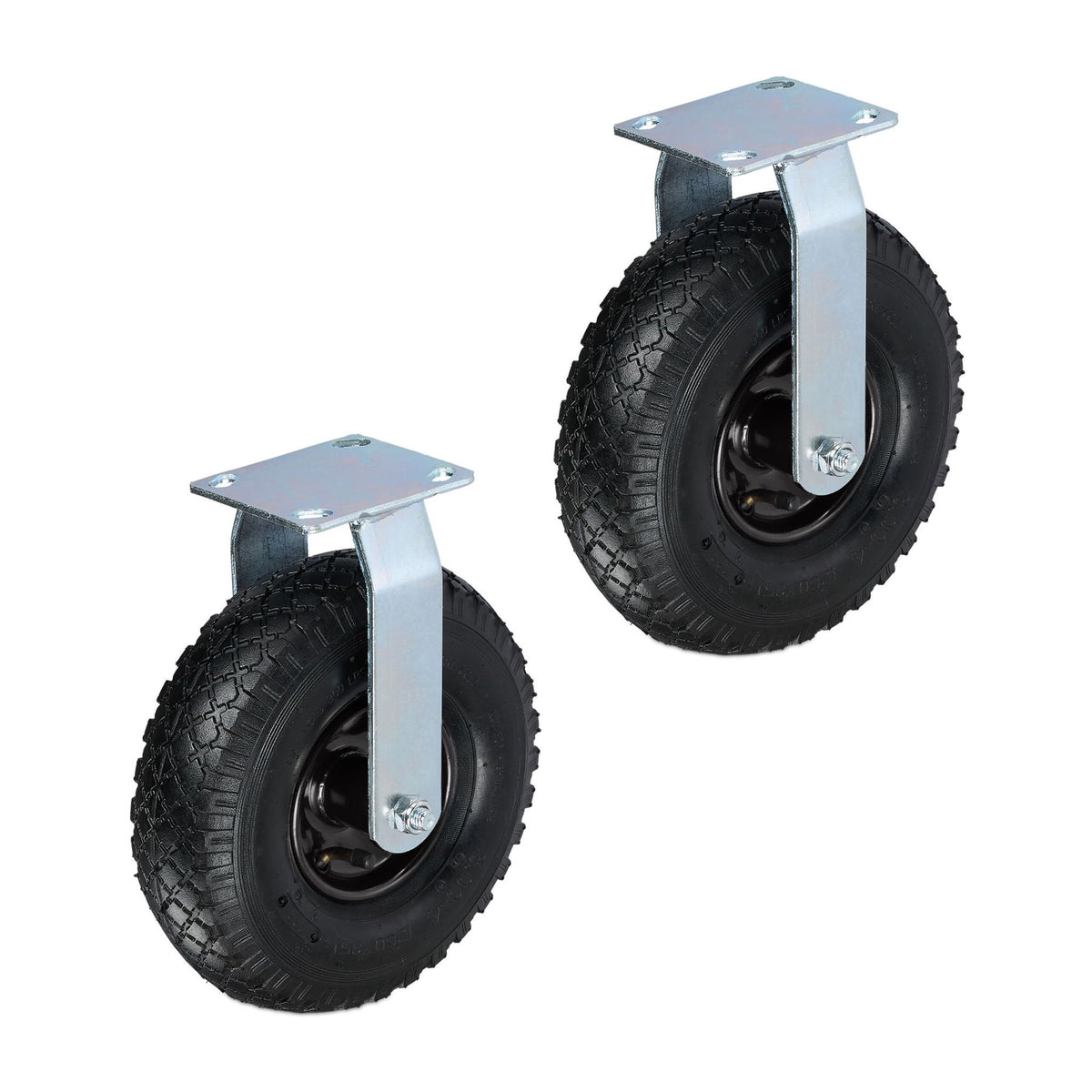 Pneumatic Wheel Castors Set, 3.00-4, Heavy-Duty Transport
