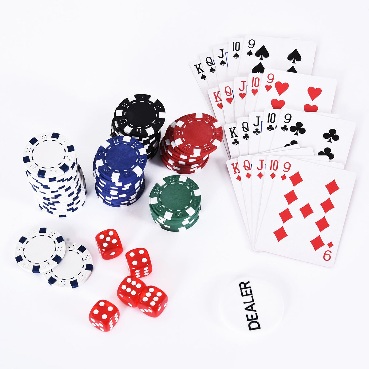 Poker Case Set 300 Chips 2 Card Games 5 Dice Aluminum Case Polystyrene Casino Nights 38X20.5X6.5Cm