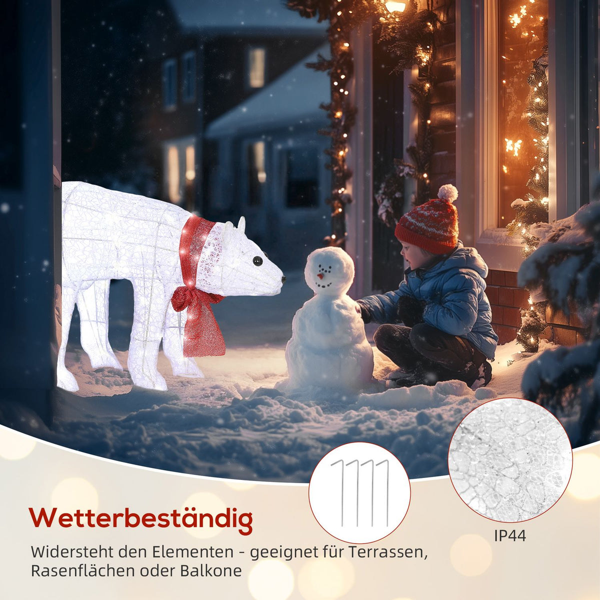 Polar Bear Christmas Decoration, 140 LEDs, Waterproof, Timer
