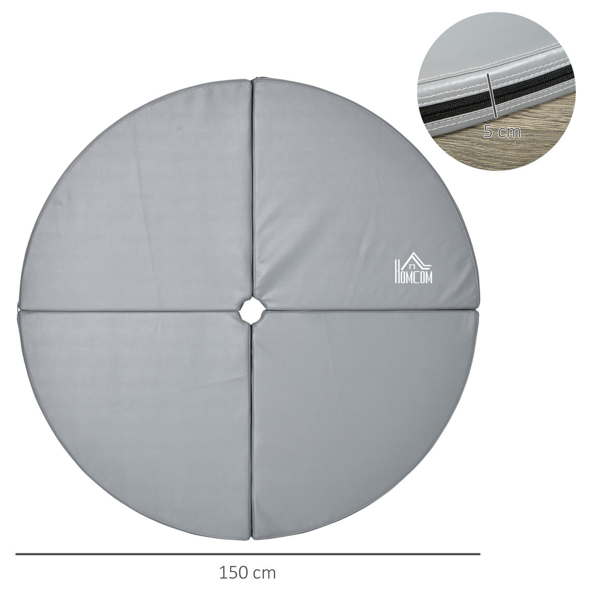 Pole Dance Mat, 5 cm Thick, 150 cm Diameter, Light Grey