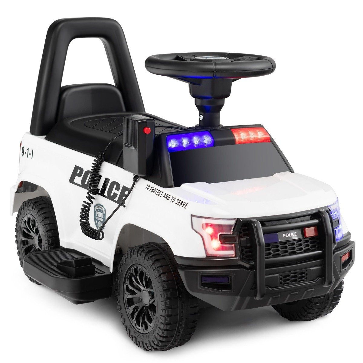 Police electric car for children 6V electric children's car with storage space white