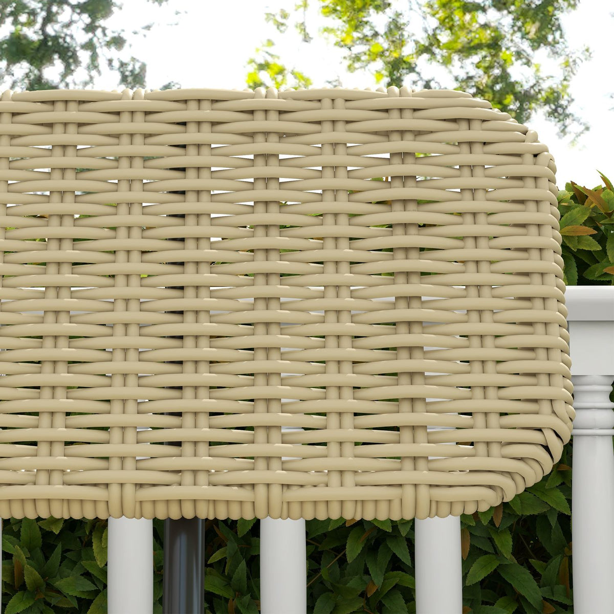 Poly Rattan Bench, 2-Seater Garden Bench, Rattan Bench Without Armrests, Balcony Bench, Garden Furniture, Can Hold Up To 250 Kg, Metal, Khaki