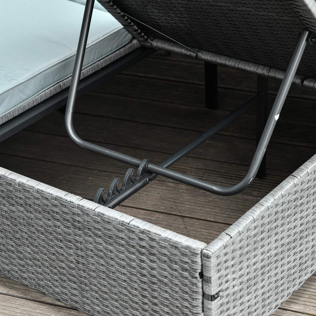 Poly Rattan Double Lounger Sun Lounger For 2 People With Sun Canopy Garden Lounger Steel Polyester Gray 196 X 137 X 36.5 Cm