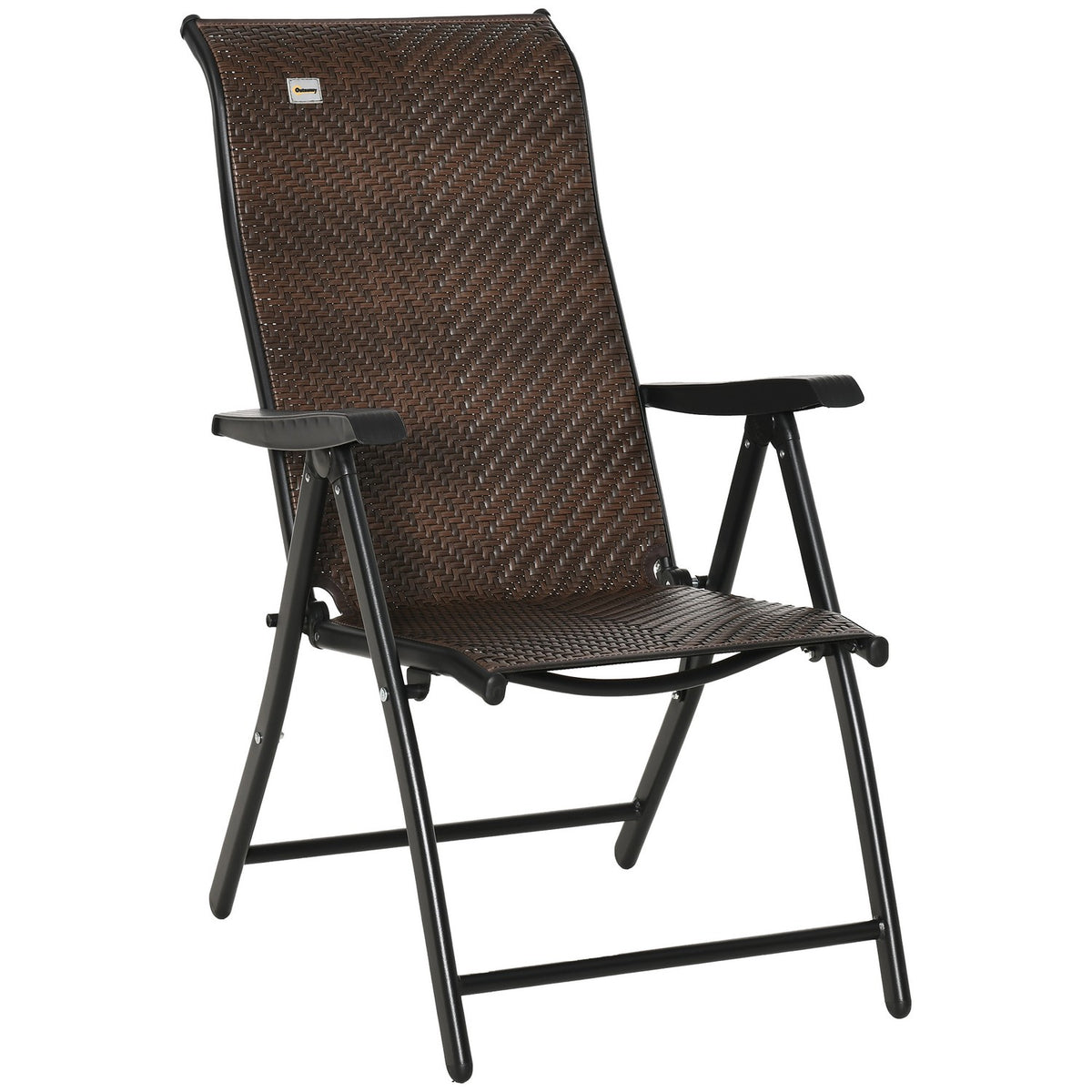 Poly Rattan Garden Chair Folding Backrest 7 Levels Adjustable Folding Chair With Armrest For Garden Balcony And Terrace 58 X 71 X 111 Cm