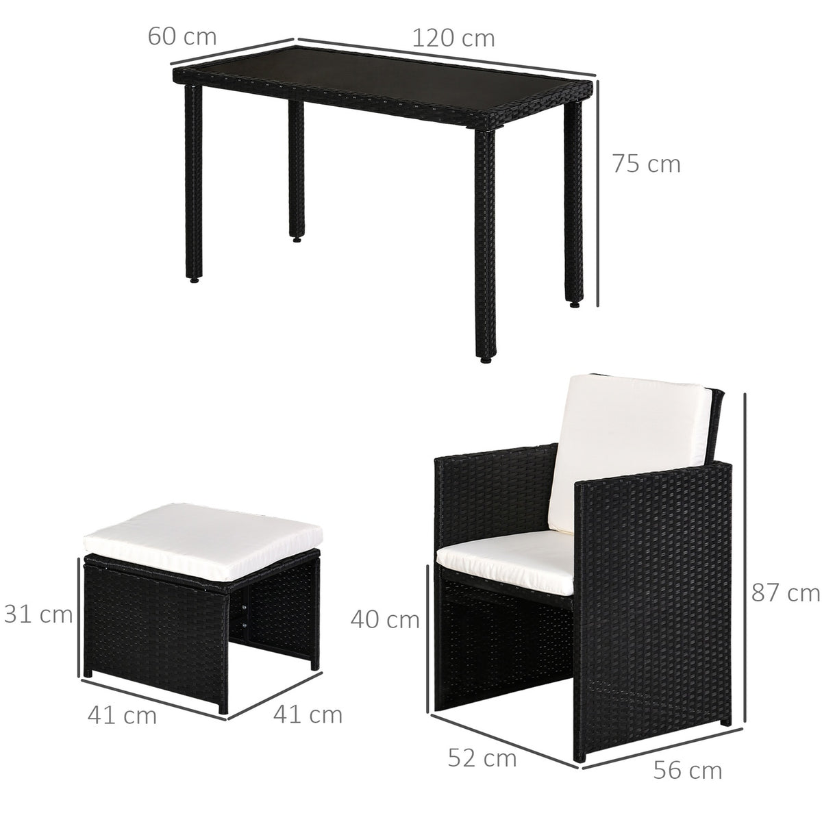 Poly Rattan Seating Group, Dining Group, Garden Set, 11 Pieces With Black Cushions