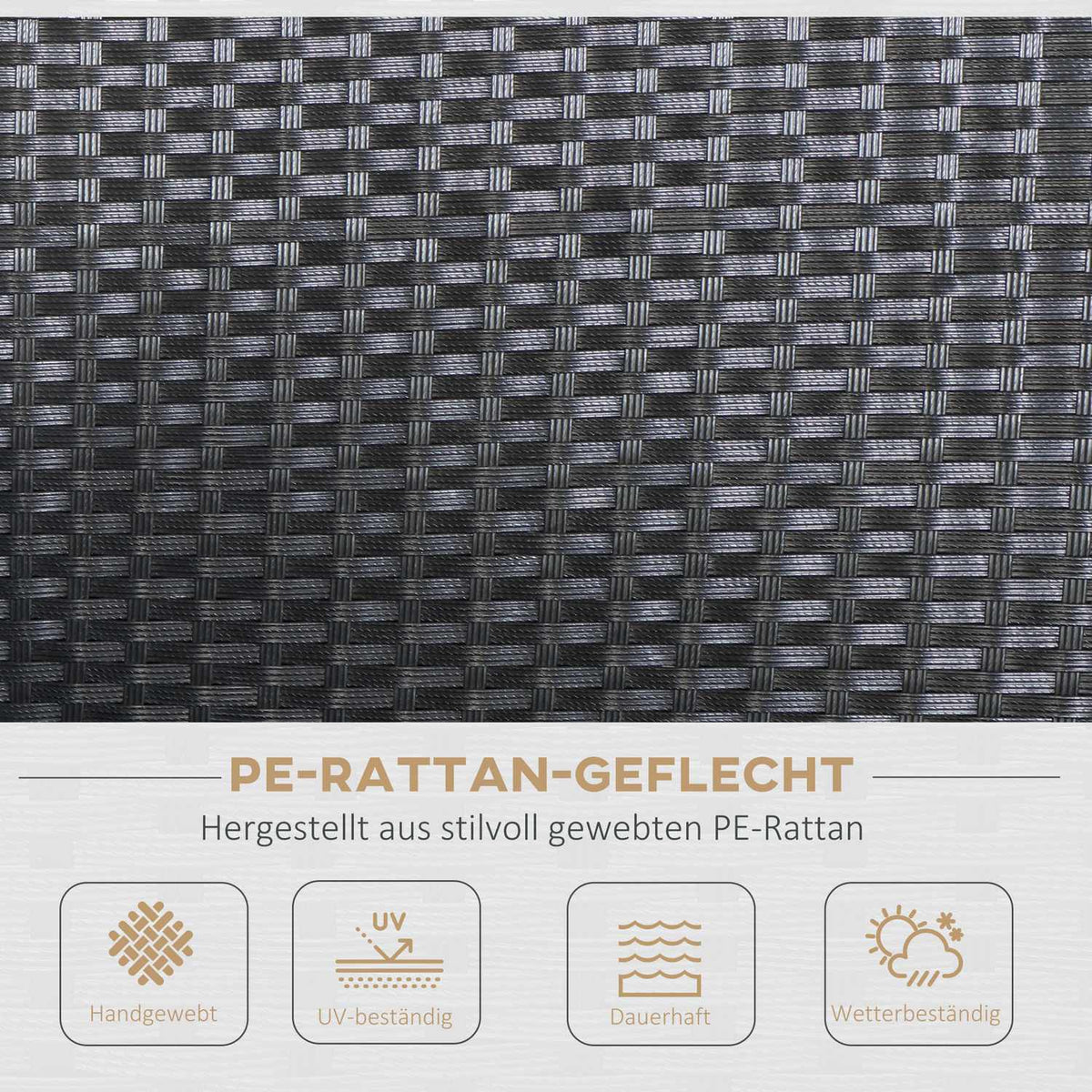 Poly Rattan Seating Set For 4 People, Garden Set, Sofa Set, Garden Furniture Set, Lounge, Metal, Luxury, Black