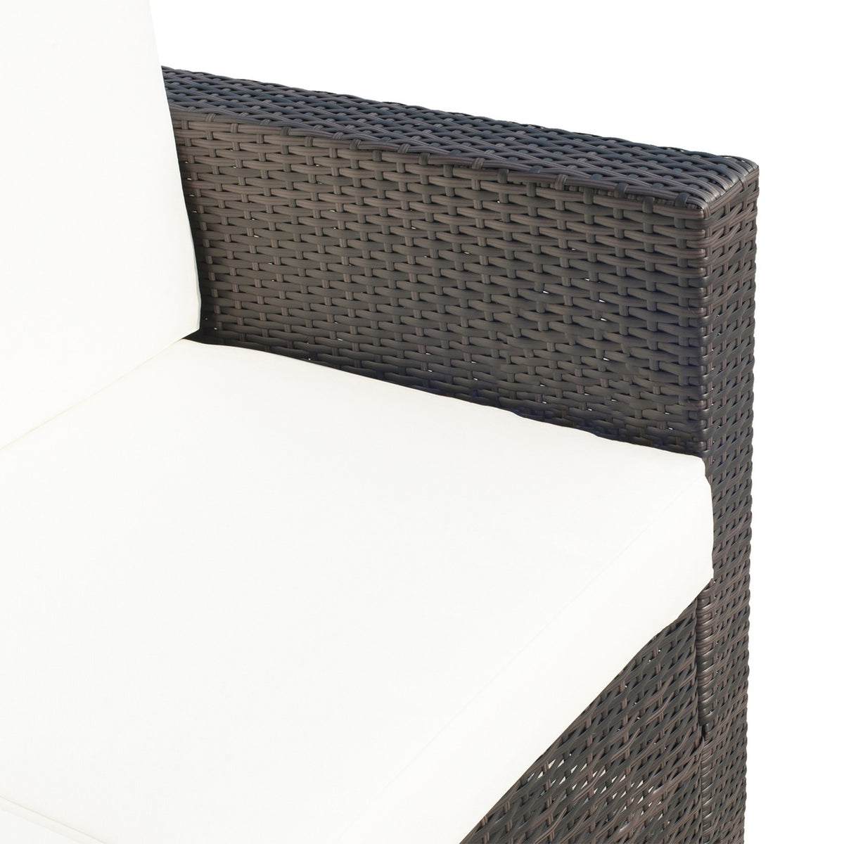Poly Rattan Sofa With Cushions 2-Seater Garden Lounge Sofa Metal Polyester Brown + White 130 X 70 X 80 Cm