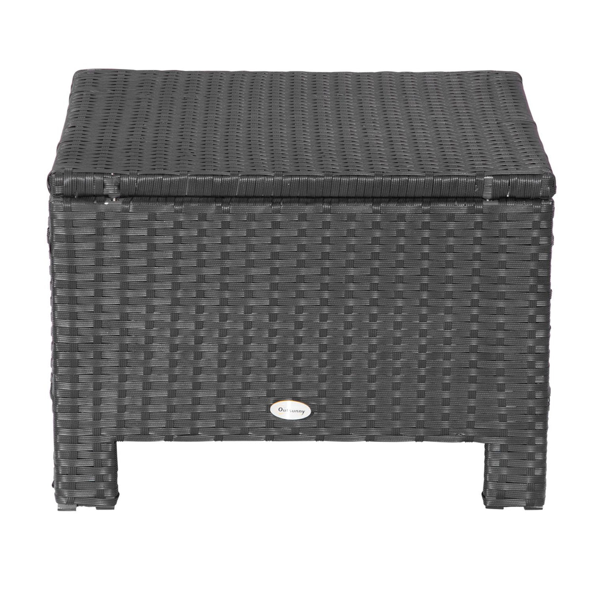 Poly Rattan Stool Stool With Cushion For Balcony, Black+Cream White, 50X50X35Cm