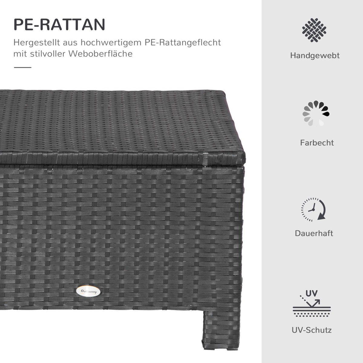 Poly Rattan Stool Stool With Cushion For Balcony, Black+Cream White, 50X50X35Cm