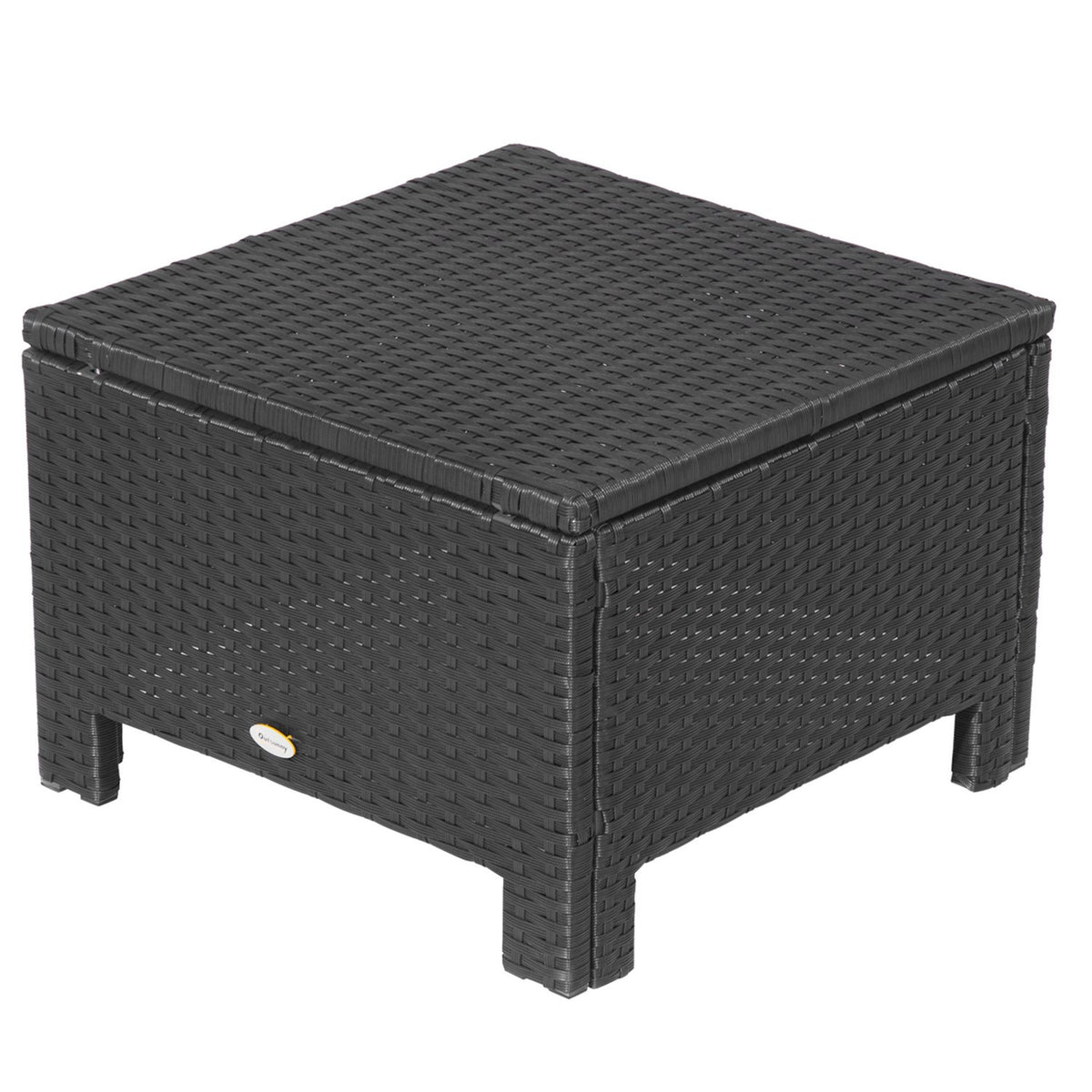 Poly Rattan Stool Stool With Cushion For Balcony, Black+Cream White, 50X50X35Cm