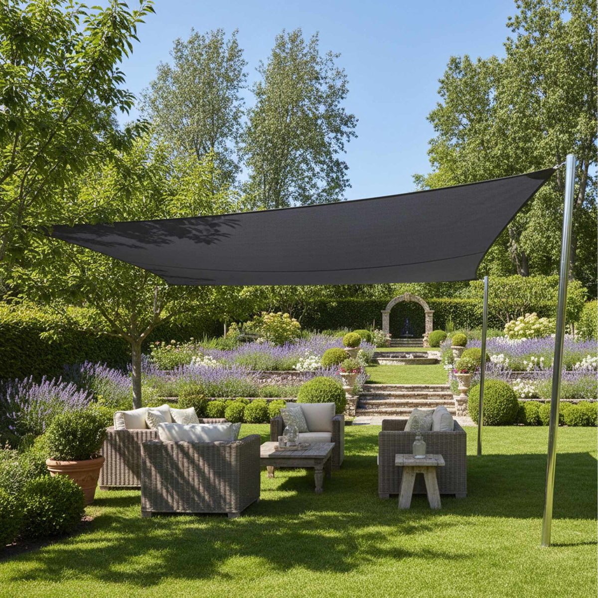 Polyester Shade Sail, Dark Grey, 4x4m, UV 30+