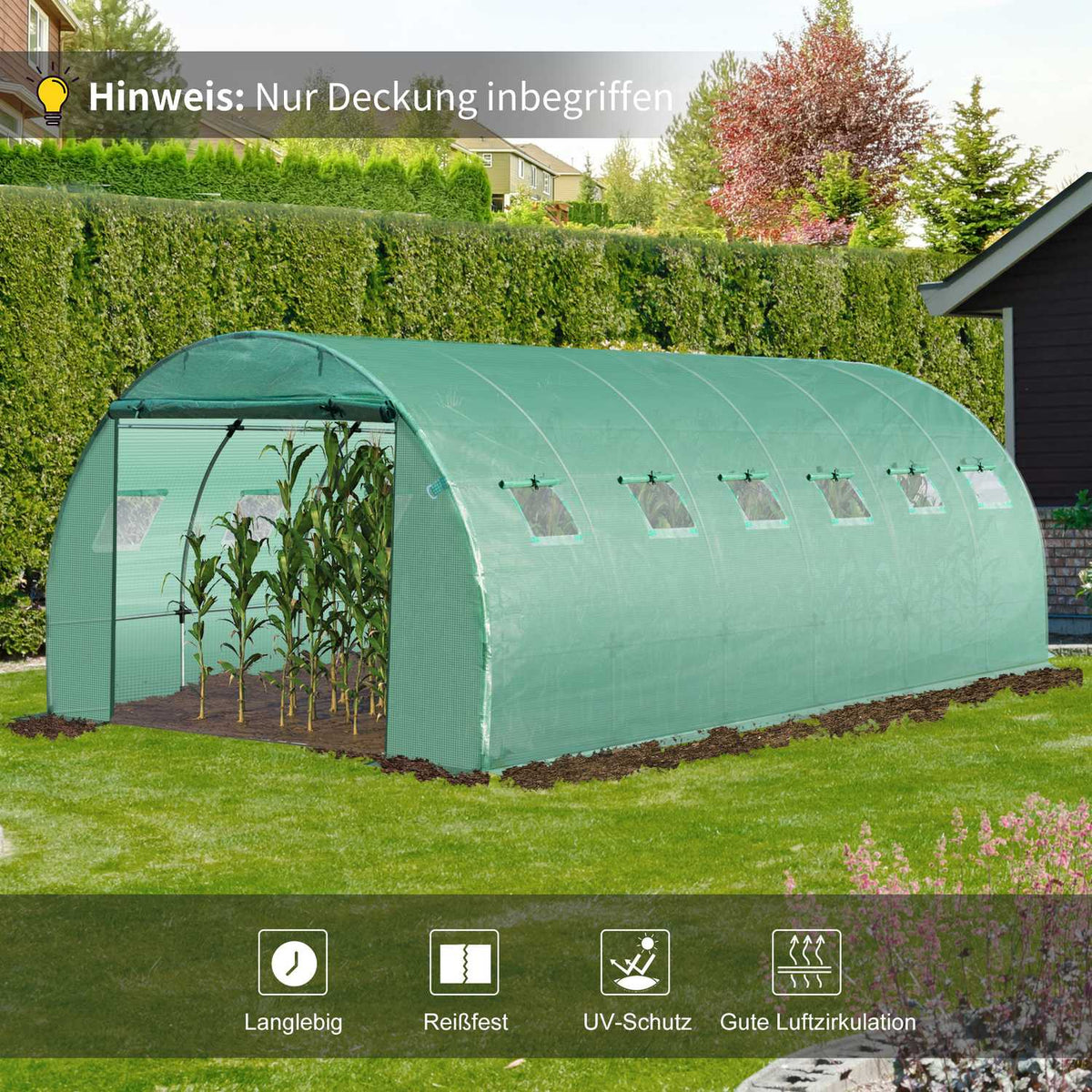 Polyethylene Film 6X3X2M, Replacement Film With 12 Windows, For Garden Tunnel, Greenhouse Film, Garden Film, Polyethylene