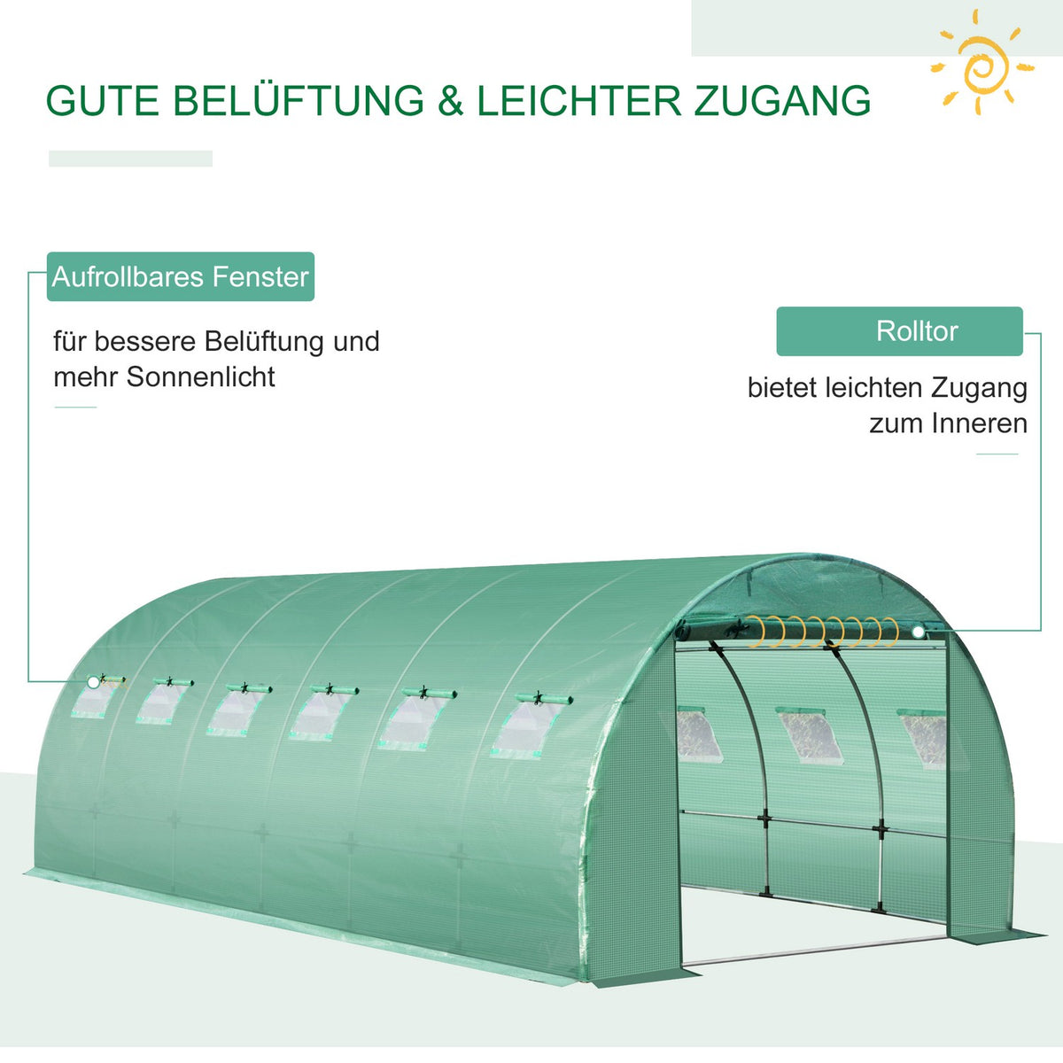 Polyethylene Film 6X3X2M, Replacement Film With 12 Windows, For Garden Tunnel, Greenhouse Film, Garden Film, Polyethylene