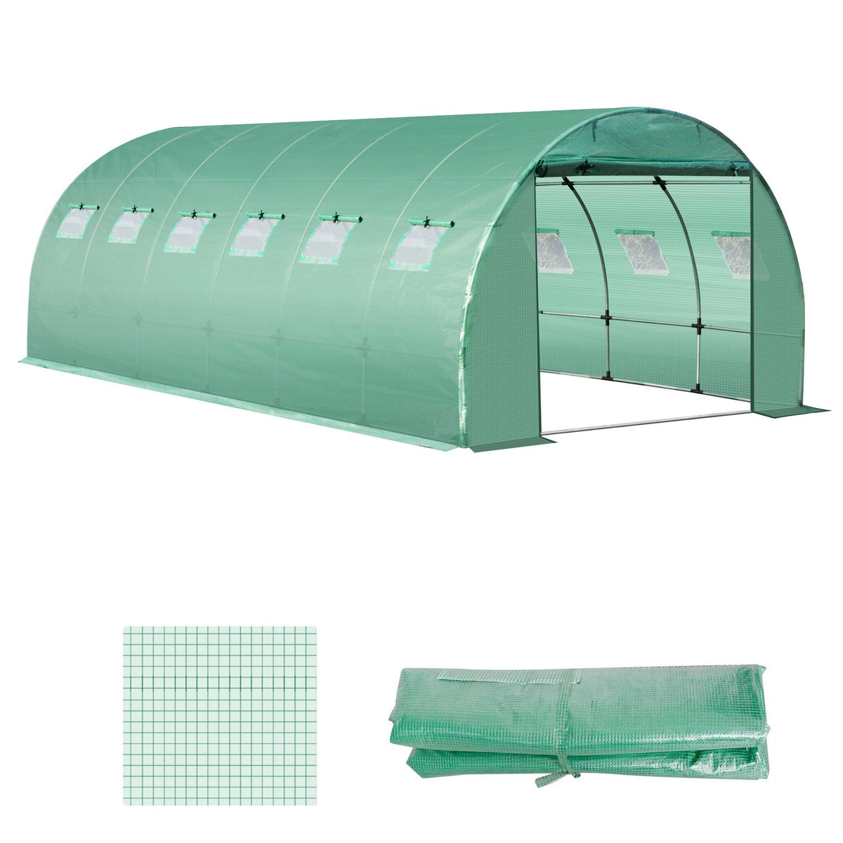 Polyethylene Film 6X3X2M, Replacement Film With 12 Windows, For Garden Tunnel, Greenhouse Film, Garden Film, Polyethylene