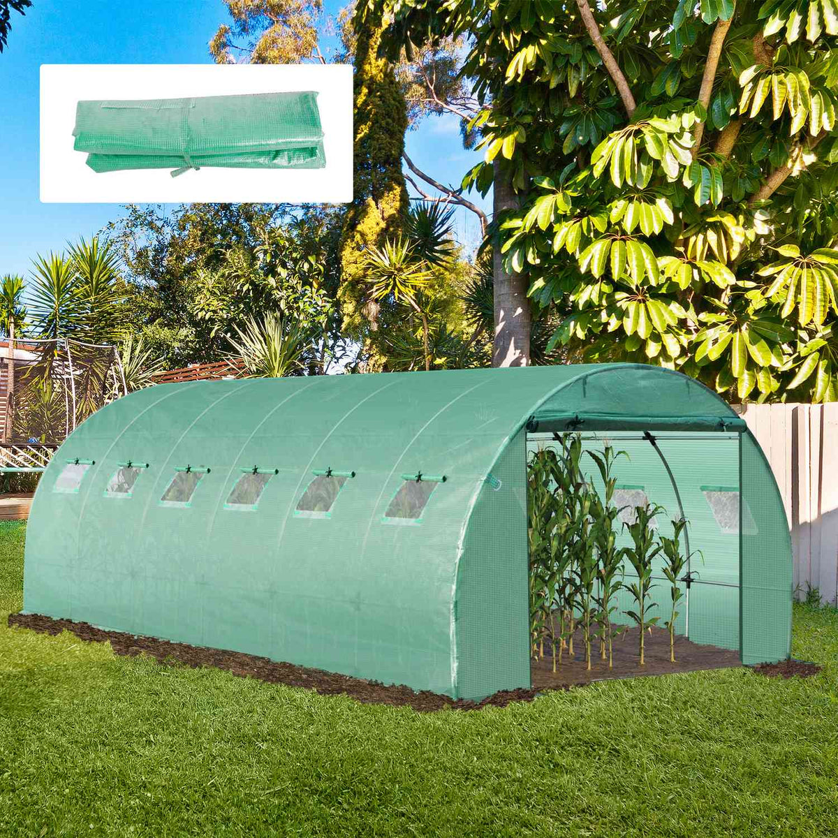 Polyethylene Film 6X3X2M, Replacement Film With 12 Windows, For Garden Tunnel, Greenhouse Film, Garden Film, Polyethylene