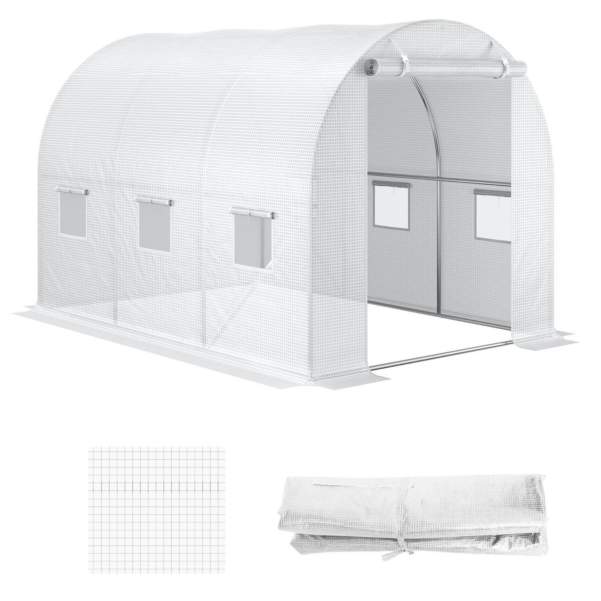 Polyethylene film 3x2x2m replacement film with 6 windows for garden tunnel greenhouse film tunnel made of white polyethylene