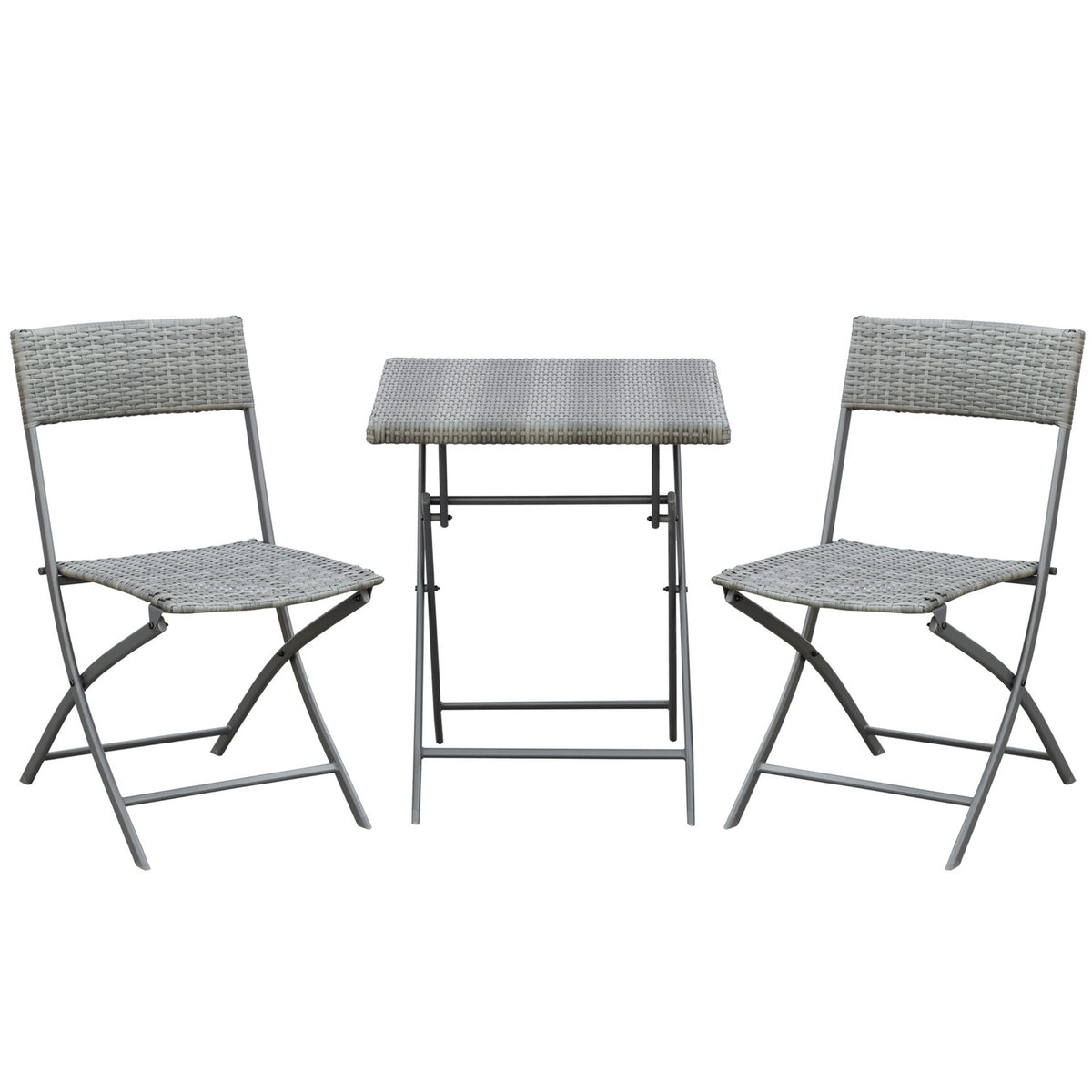 Polyrattan Bistro Set 2 People Rattan Garden Furniture Gray